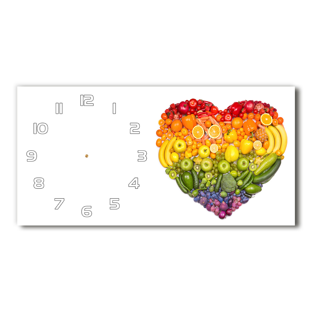 Horizontal rectangular wall clock Vegetable heart