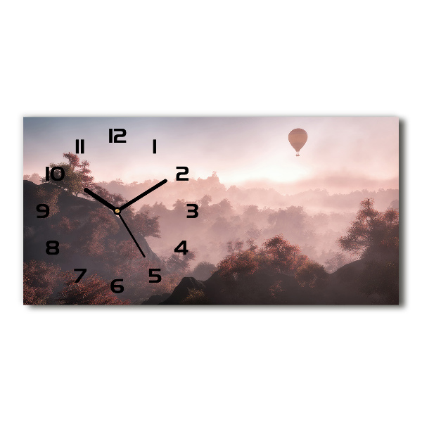 Horizontal rectangular wall clock Balloon above the forest