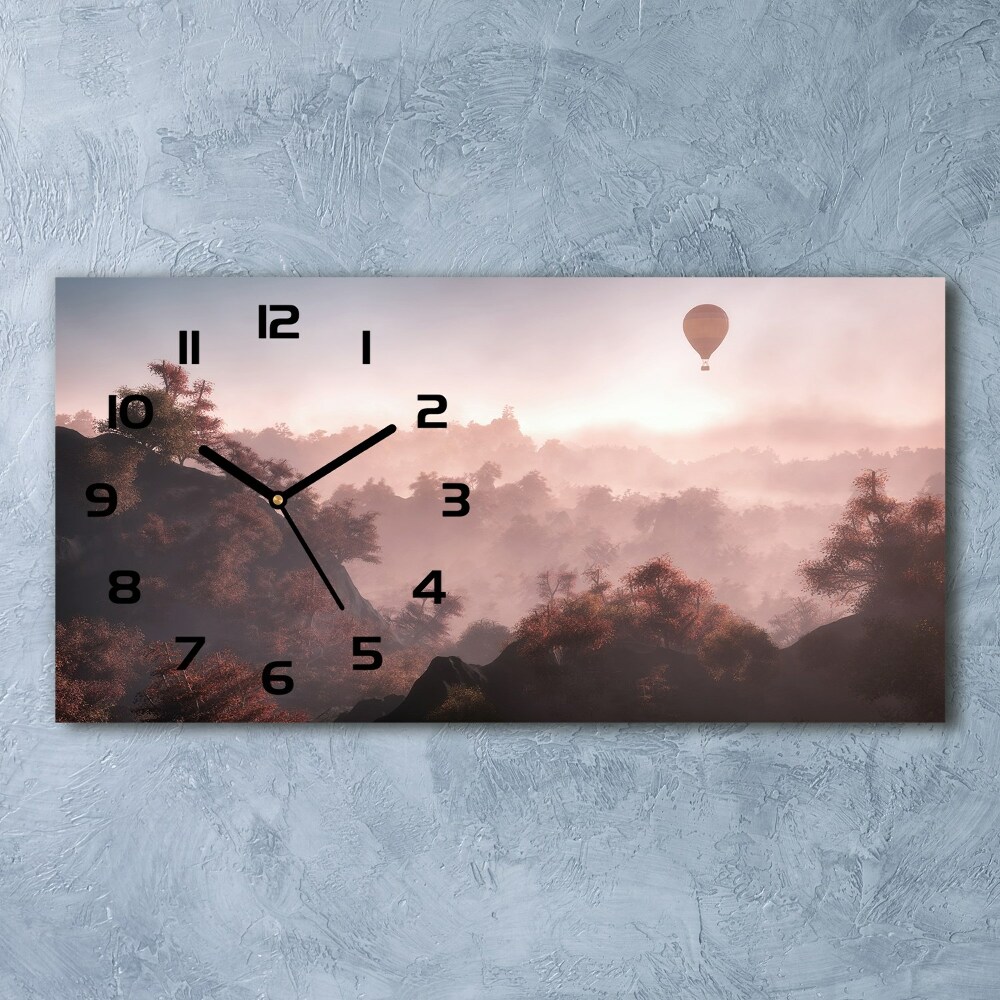 Horizontal rectangular wall clock Balloon above the forest