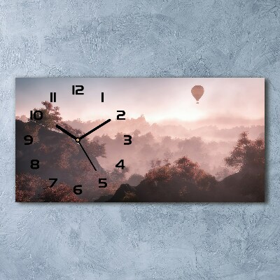 Horizontal rectangular wall clock Balloon above the forest