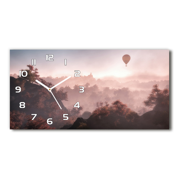 Horizontal rectangular wall clock Balloon above the forest