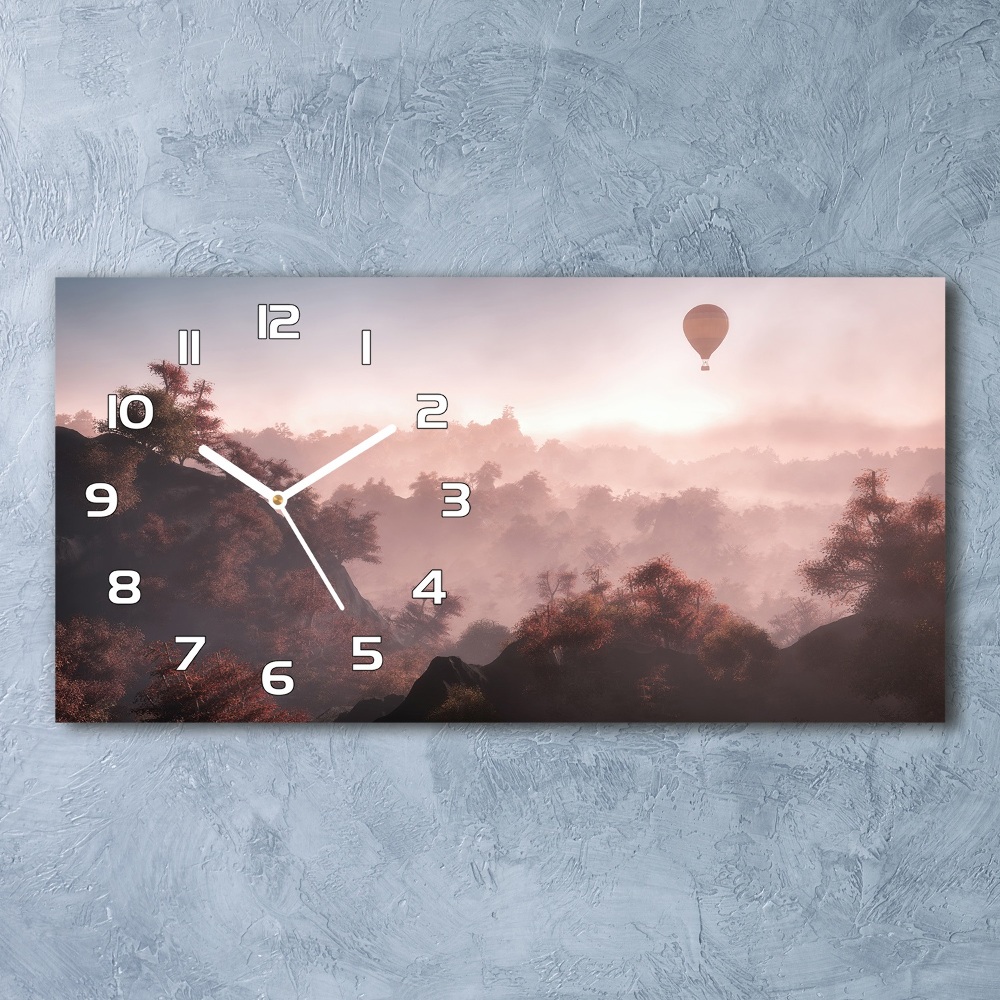 Horizontal rectangular wall clock Balloon above the forest