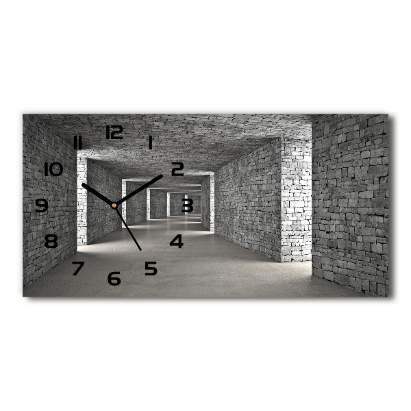 Horizontal rectangular wall clock Brick tunnel