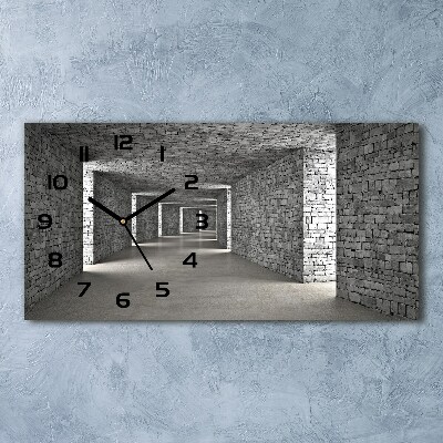 Horizontal rectangular wall clock Brick tunnel