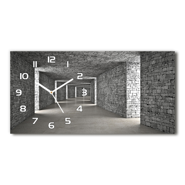 Horizontal rectangular wall clock Brick tunnel