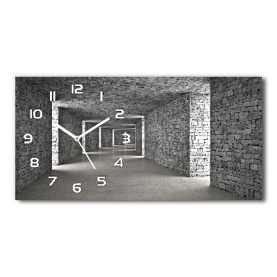 Horizontal rectangular wall clock Brick tunnel