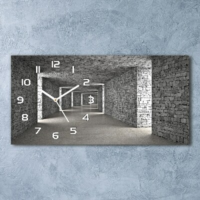 Horizontal rectangular wall clock Brick tunnel