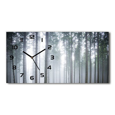 Horizontal wall clock Fog in the forest