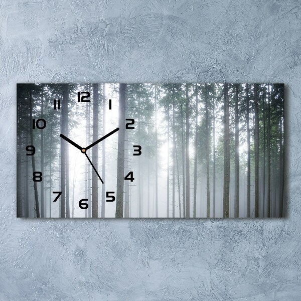 Horizontal wall clock Fog in the forest