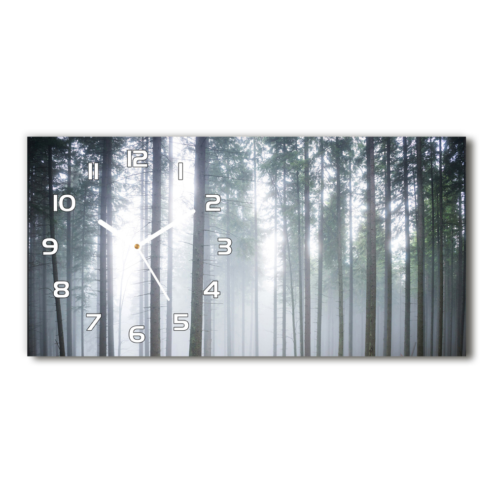 Horizontal wall clock Fog in the forest