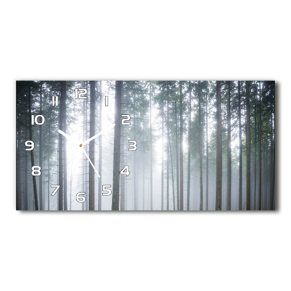 Horizontal wall clock Fog in the forest