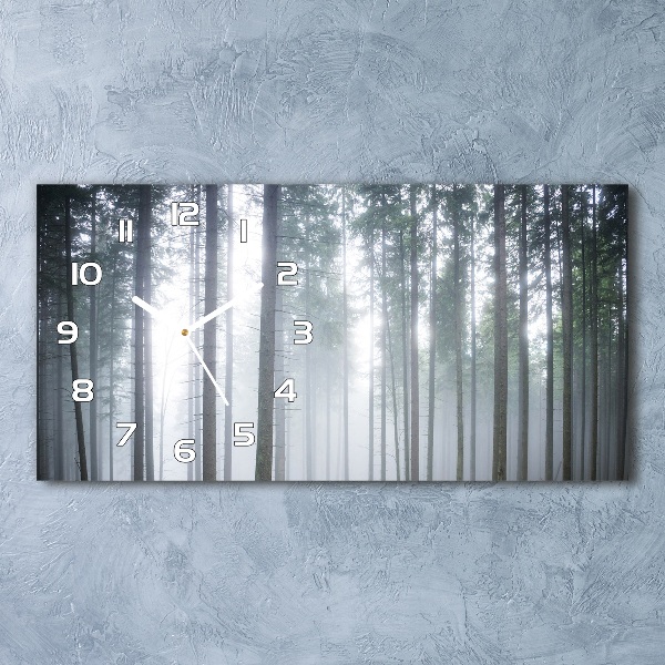 Horizontal wall clock Fog in the forest