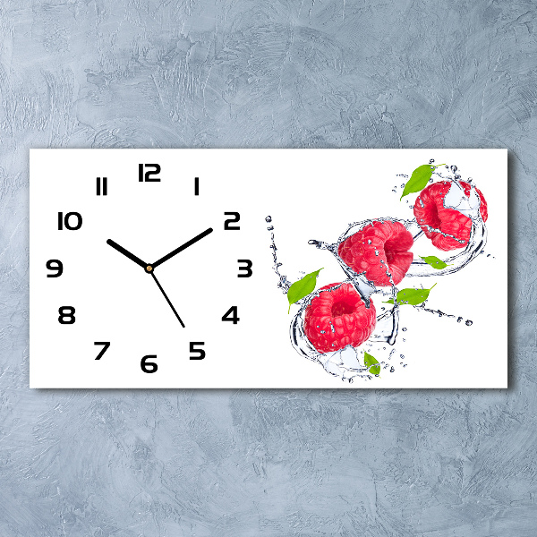 Horizontal wall clock Raspberry and water