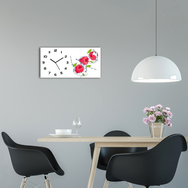 Horizontal wall clock Raspberry and water