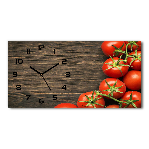 Horizontal wall clock Tomatoes on wood