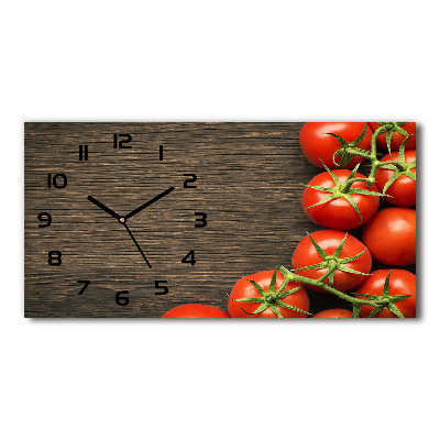 Horizontal wall clock Tomatoes on wood