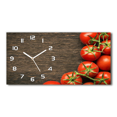 Horizontal wall clock Tomatoes on wood