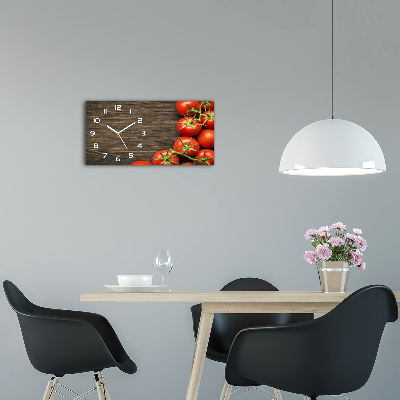 Horizontal wall clock Tomatoes on wood