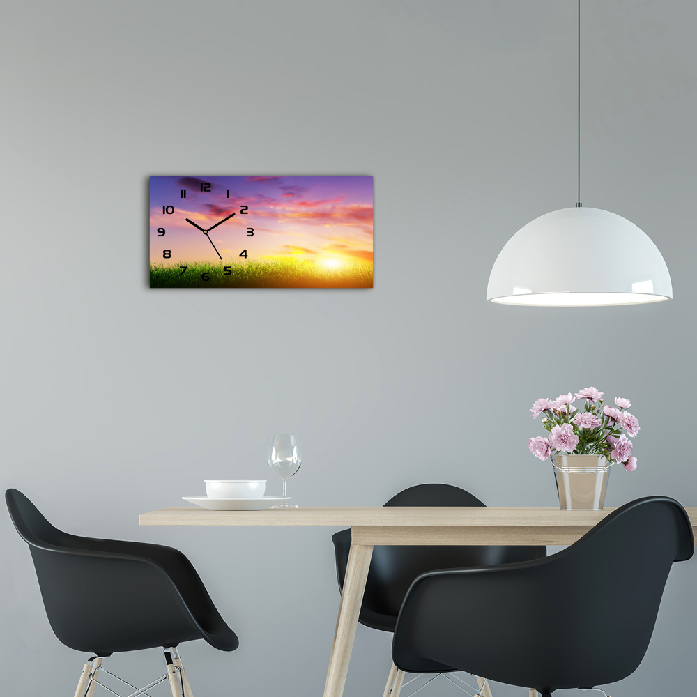 Horizontal wall clock Sunset