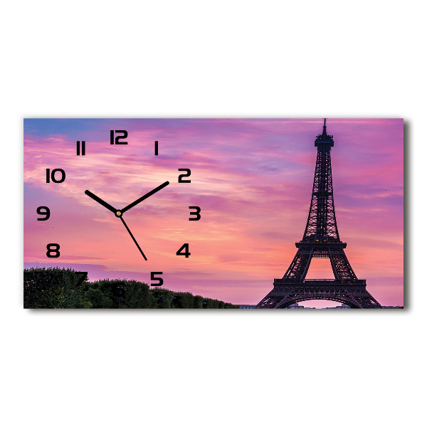 Horizontal rectangular wall clock Eiffel Paris tower