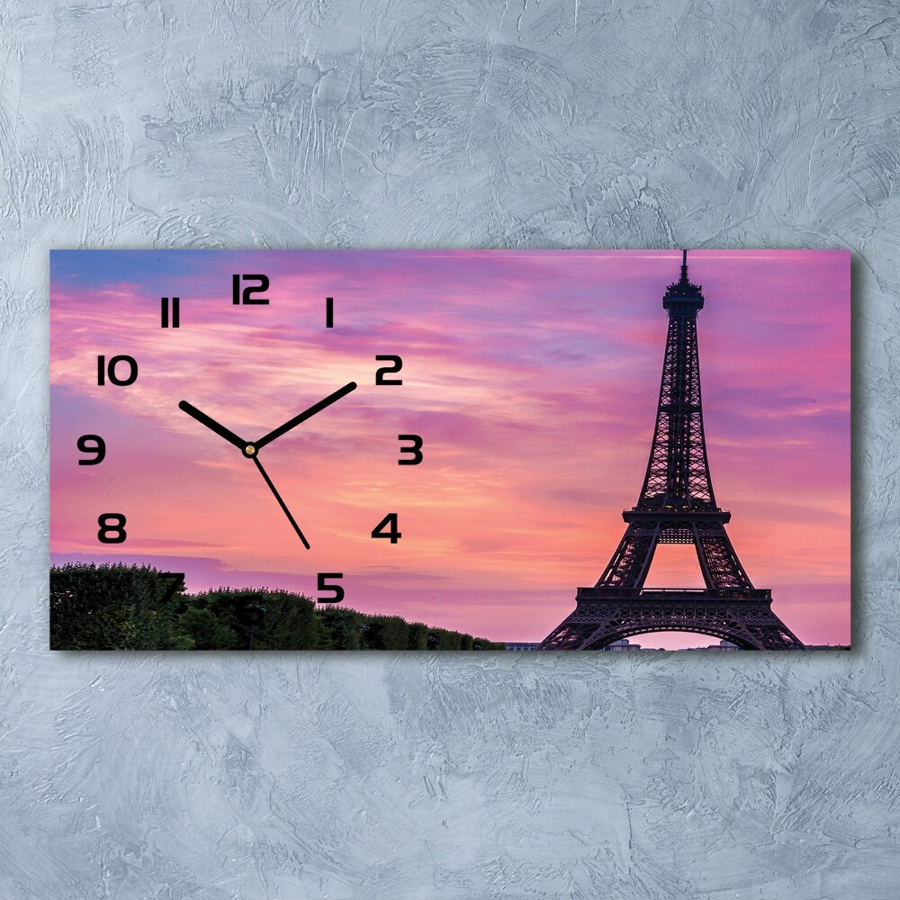 Horizontal rectangular wall clock Eiffel Paris tower