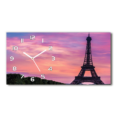 Horizontal rectangular wall clock Eiffel Paris tower