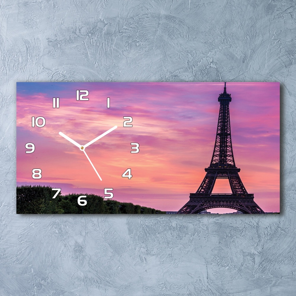 Horizontal rectangular wall clock Eiffel Paris tower