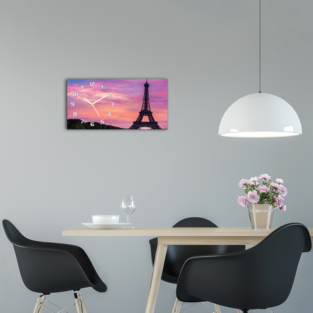 Horizontal rectangular wall clock Eiffel Paris tower