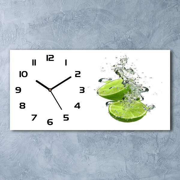 Horizontal rectangular wall clock Lime underwater