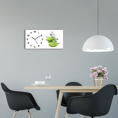 Horizontal rectangular wall clock Lime underwater