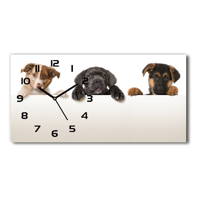 Horizontal wall clock Three puppies