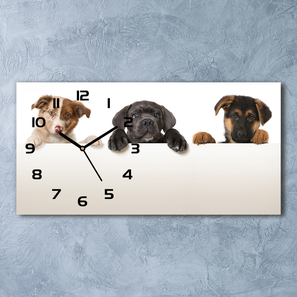 Horizontal wall clock Three puppies