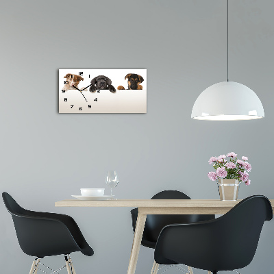 Horizontal wall clock Three puppies