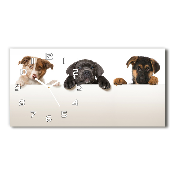 Horizontal wall clock Three puppies