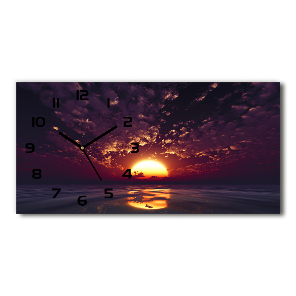 Horizontal rectangular wall clock Sunset