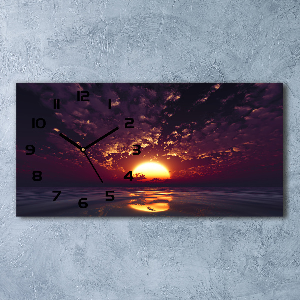 Horizontal rectangular wall clock Sunset