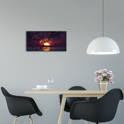 Horizontal rectangular wall clock Sunset