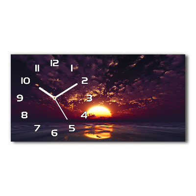 Horizontal rectangular wall clock Sunset