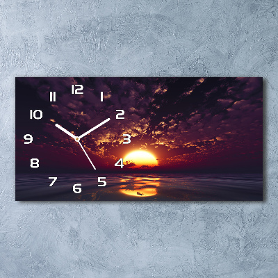 Horizontal rectangular wall clock Sunset