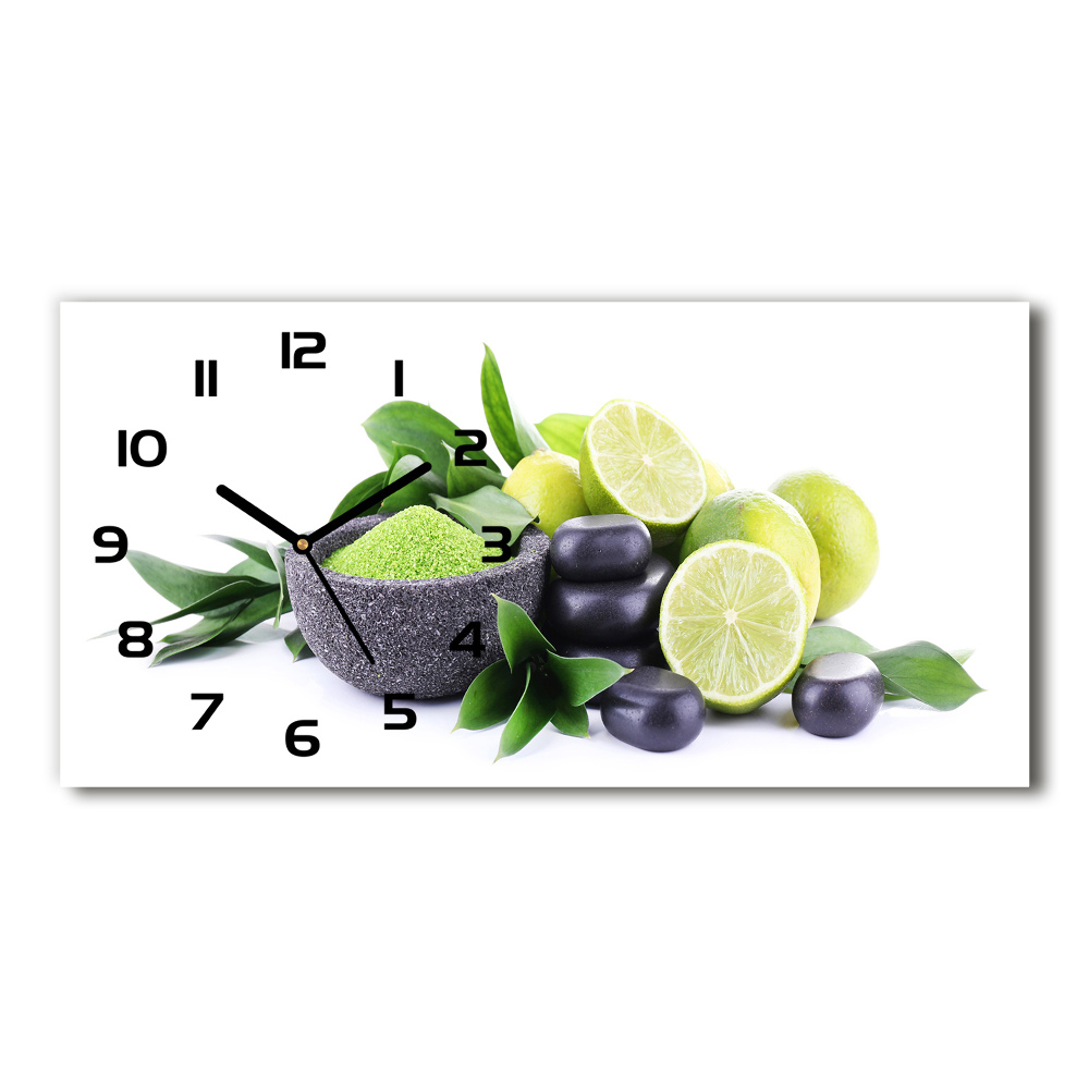 Horizontal wall clock Lime and stones