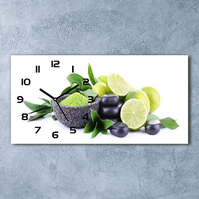 Horizontal wall clock Lime and stones