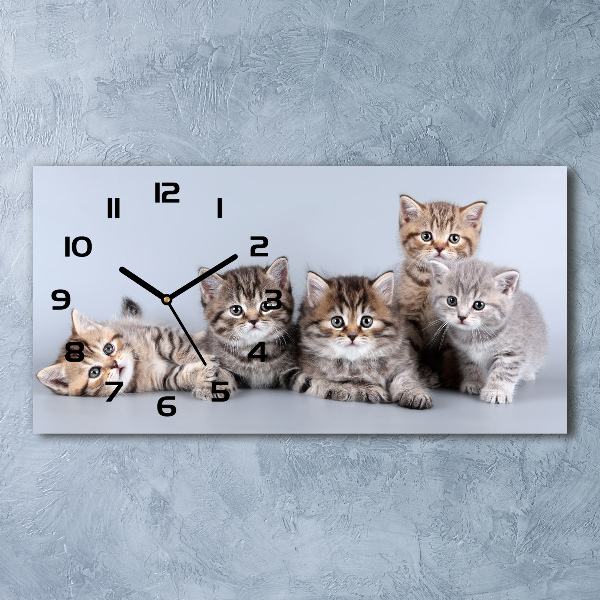 Horizontal wall clock Five cats