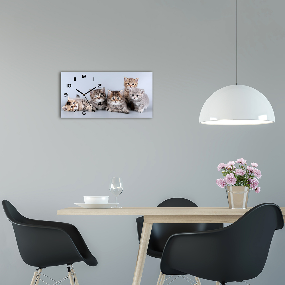 Horizontal wall clock Five cats