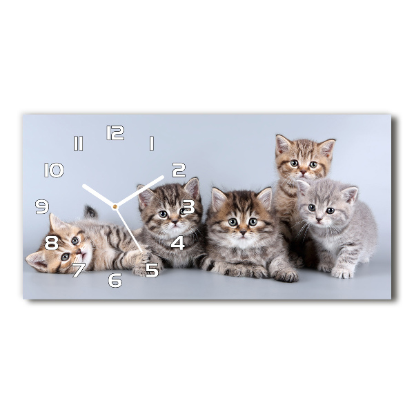 Horizontal wall clock Five cats