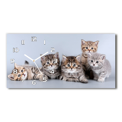 Horizontal wall clock Five cats