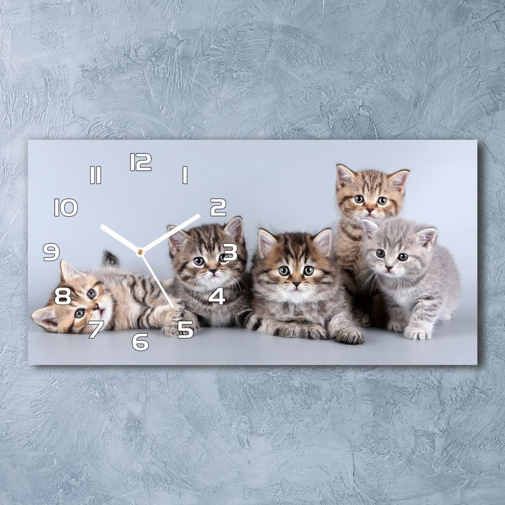 Horizontal wall clock Five cats