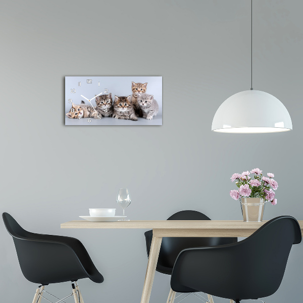 Horizontal wall clock Five cats