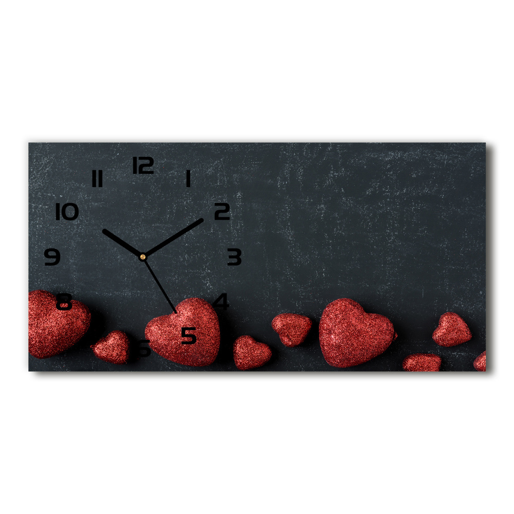 Horizontal rectangular wall clock Hearts on the board