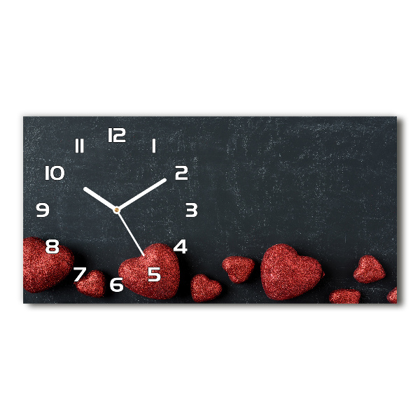 Horizontal rectangular wall clock Hearts on the board