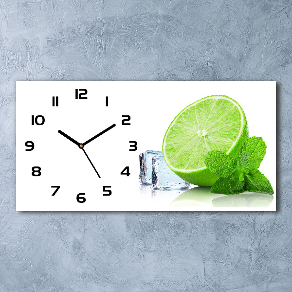 Horizontal wall clock Ice lime